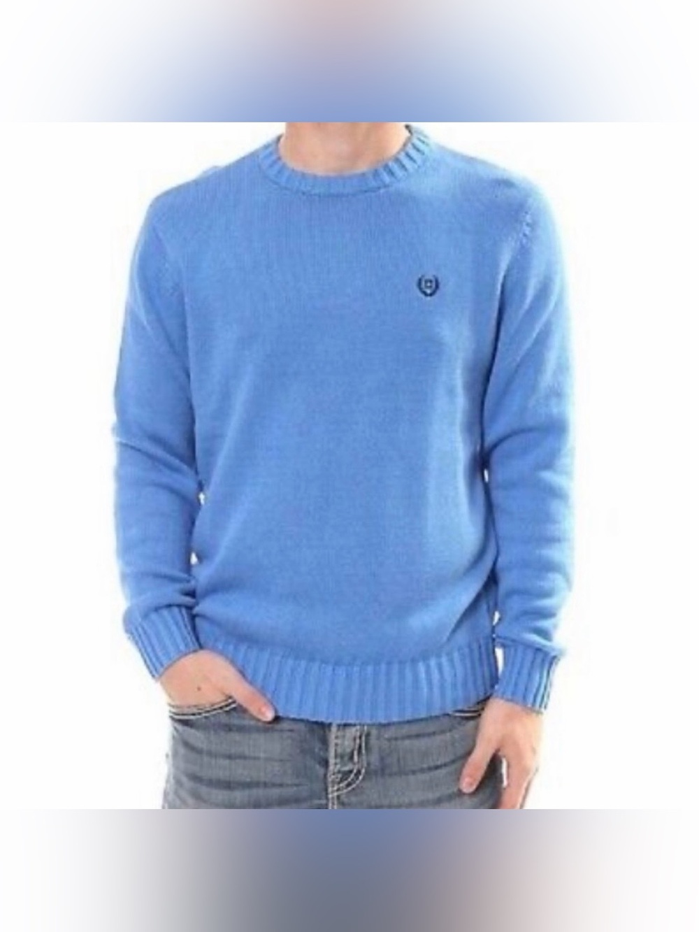 Chaps Men’s Blue Crewneck Cotton Sweater